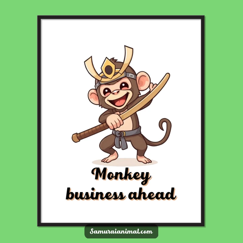 Funny Samurai Monkey Poster: Hilarious Warrior Wall Art for a Laugh