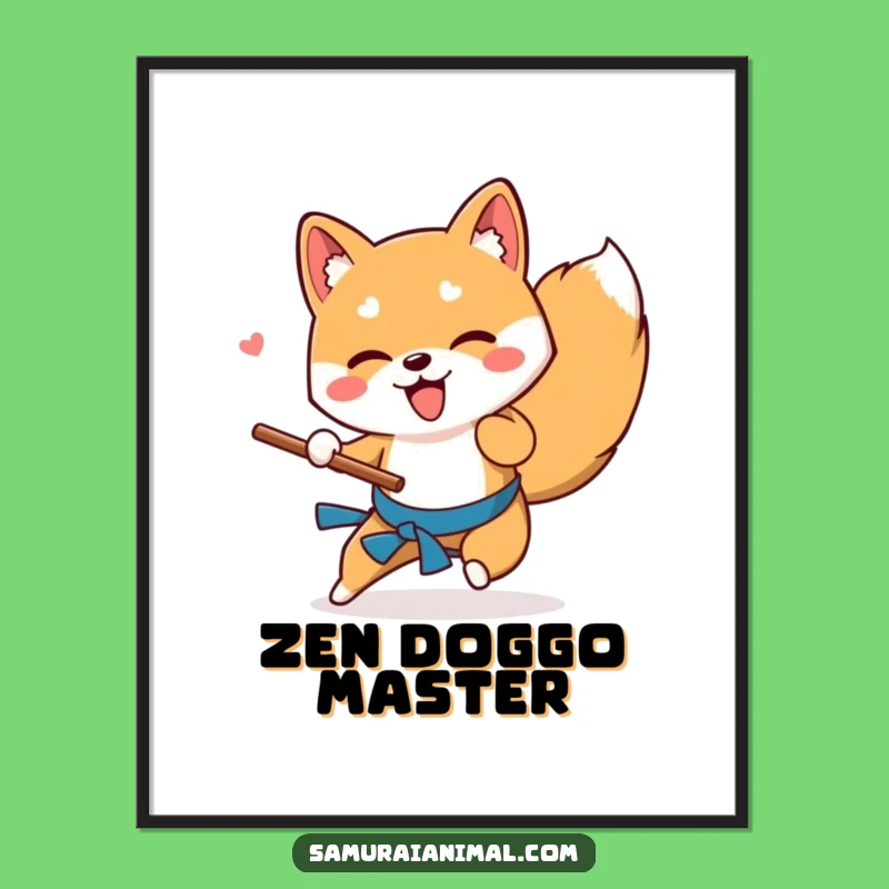 Funny Shiba Inu Stick Sweep Poster Add Playful Dog Art to Your Walls
