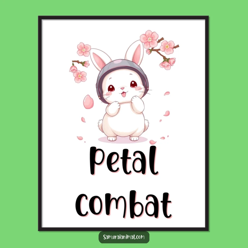 Funny Bunny Warrior Poster: Fluffy Petal Parry Art Print, Charming Gift