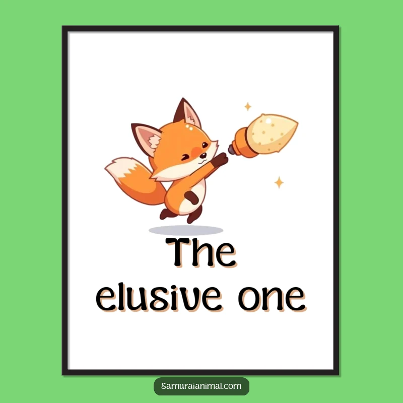 Funny Tiny Fox Dodge Poster - Agile Evasion Art for Amusing Spaces Gift