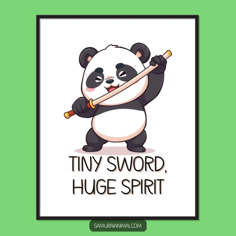 Funny Panda Toothpick Sword Poster: Comical Warrior Art for Animal Fan Walls