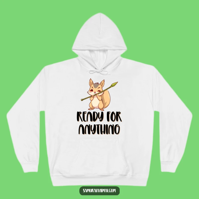 Funny Brave Squirrel Hoodie: Cozy Bamboo Spear Sweatshirt