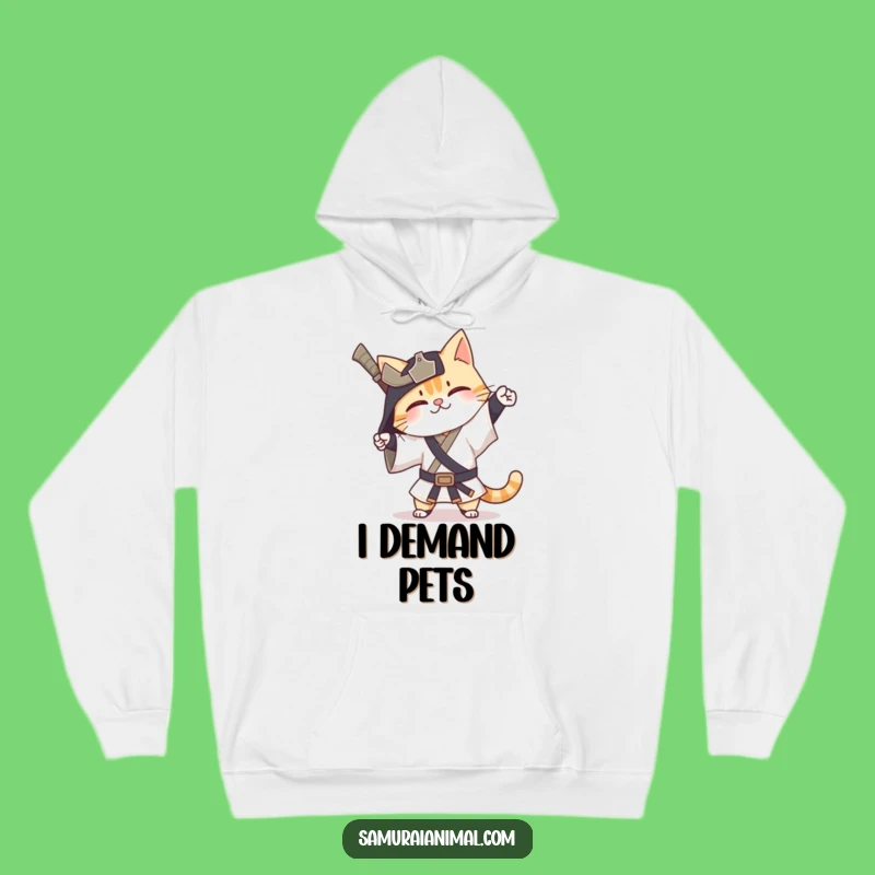 Funny Cat Samurai Hoodie: Cozy Happy Exaggerated Bow Warrior Gift