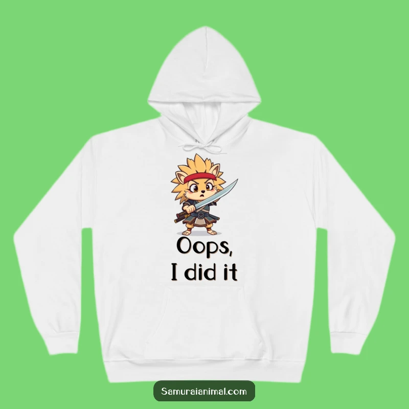 Funny Hedgehog Samurai Hoodie: Cozy Goofy Warrior Surprise Hooded Sweatshirt Gift