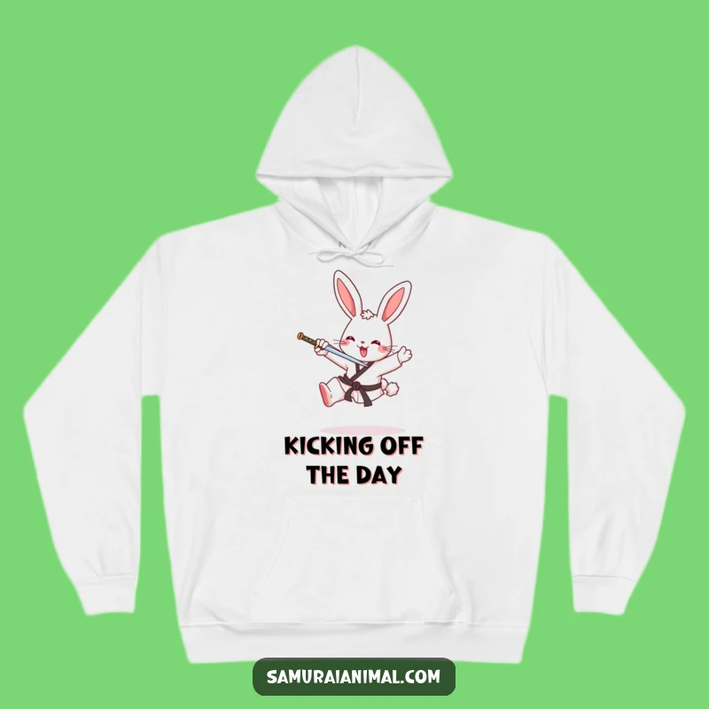Cozy Funny Bunny Karate Hoodie: Stay Warm and Kick Back, Hilarious Winter Gift