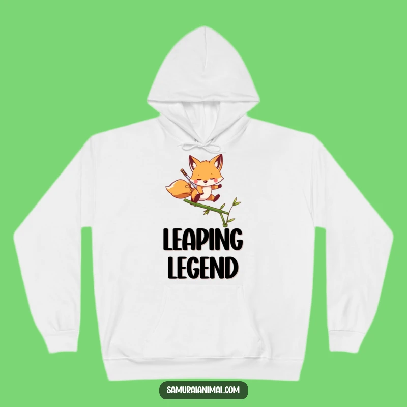 Funny Fox Acrobat Hoodie: Playful Leaper with Sword, Cozy Gift