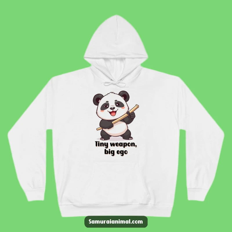 Cozy Funny Panda Toothpick Sword Hoodie - Warmth Meets Comical Bravery Gift
