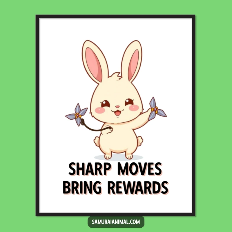 Free Printable Rabbit Wall Art: Spinning Shuriken Action Downloadable Art