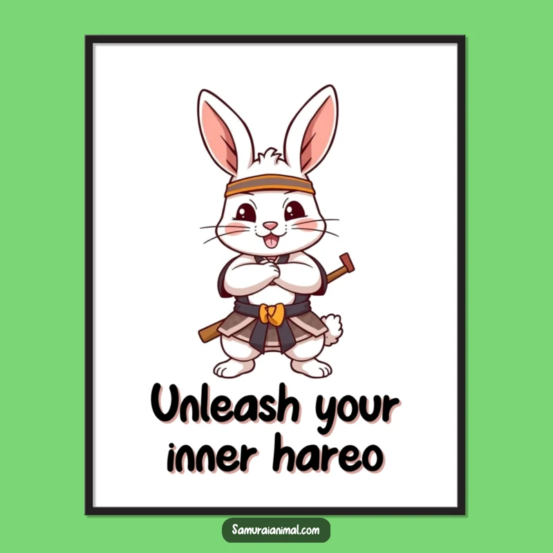 Free Printable Samurai Rabbit Wall Art - Funny Action Decor, Downloadable Art