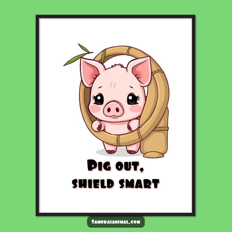 Free Printable Wall Art: Shy Piglet Behind Bamboo, Funny Downloadable Art