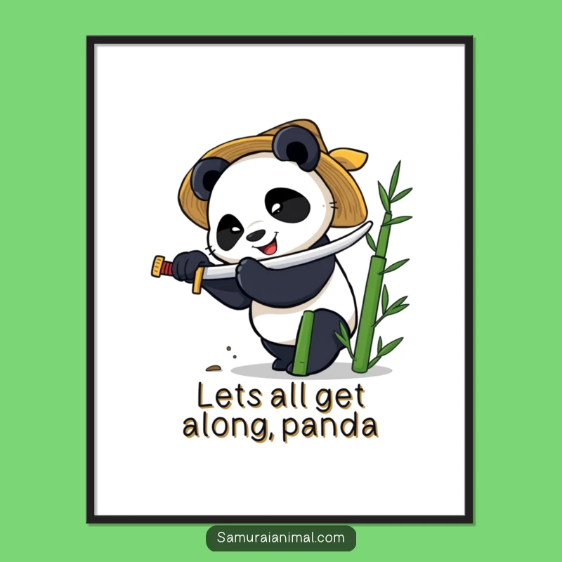 Funny Free Printable Wall Art: Panda Katana Bamboo Chop, Downloadable Art