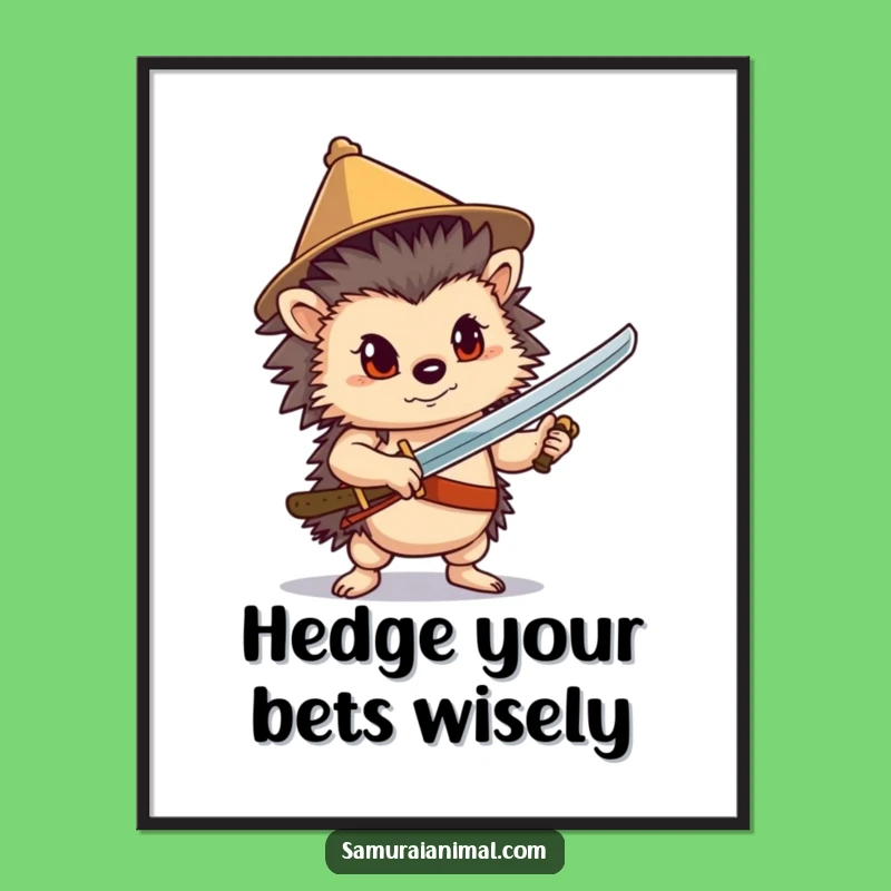 Funny Free Printable Wall Art: Hedgehog Swordsman, Confident Downloadable Art for a Heroic Space