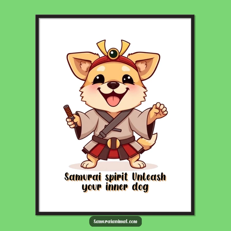 Free Printable Samurai Dog Art - Funny Loyal Downloadable Decor