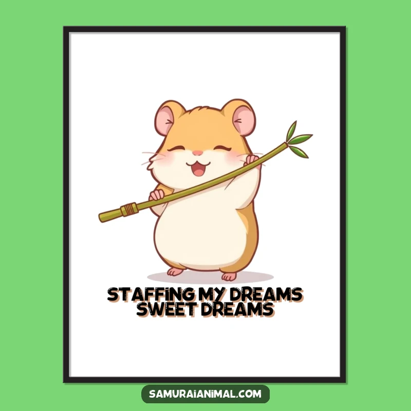 Free Printable Hamster Wall Art: Sleepy Kung Fu Master Downloadable Decor