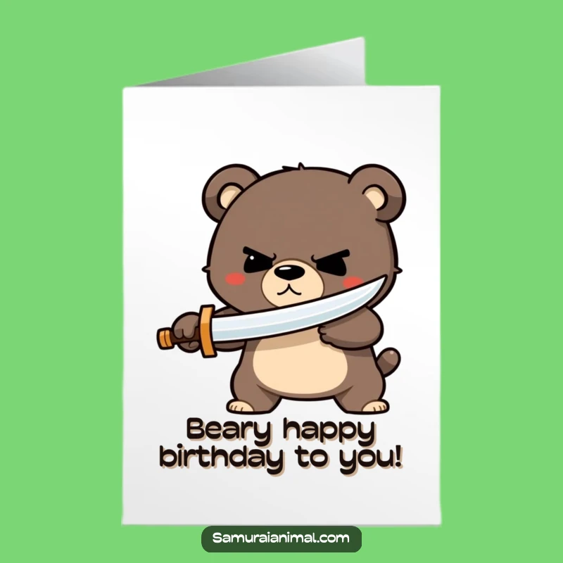 Bear Sword Birthday Card: Adventurous Free Printable for a Funny DIY Gift