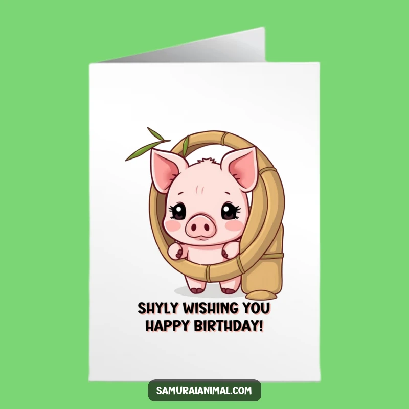 Free Printable Birthday Card: Shy Piglet's Peek, Funny Downloadable Gift