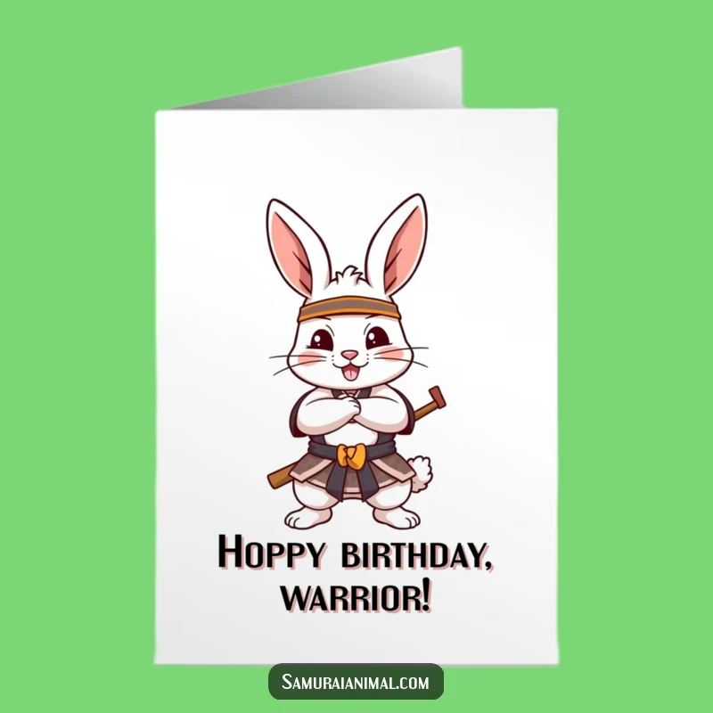 Free Printable Samurai Rabbit Birthday Card - Funny Downloadable Gift for Action Fans