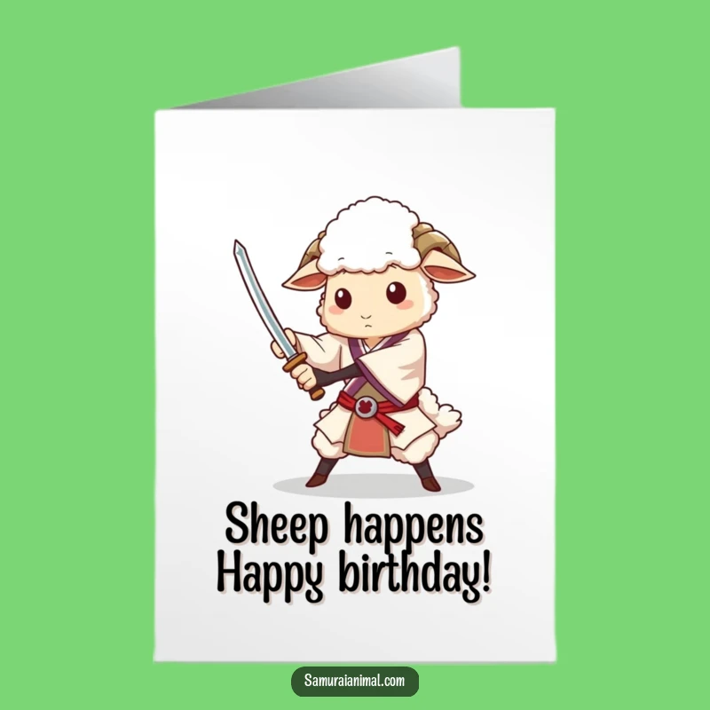 Funny Free Printable Birthday Card: Dignified Sheep Sword Flourish Greeting