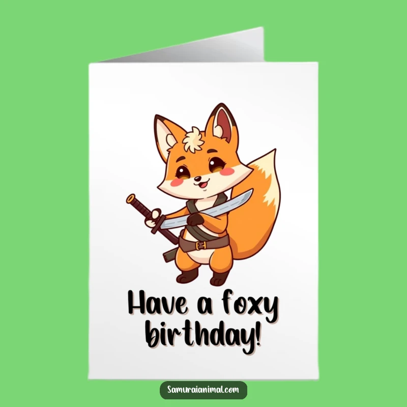 Free Printable Birthday Card: Dashing Fox Swordsman - Downloadable Funny Greeting