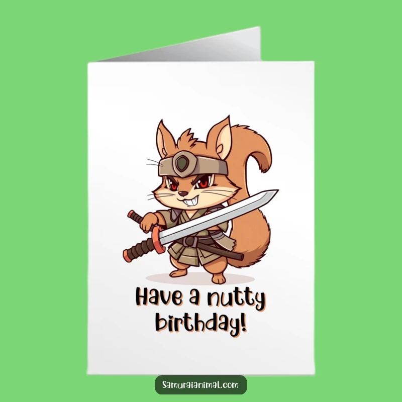 Free Printable Birthday Card: Squirrel Samurai Funny Downloadable Gift