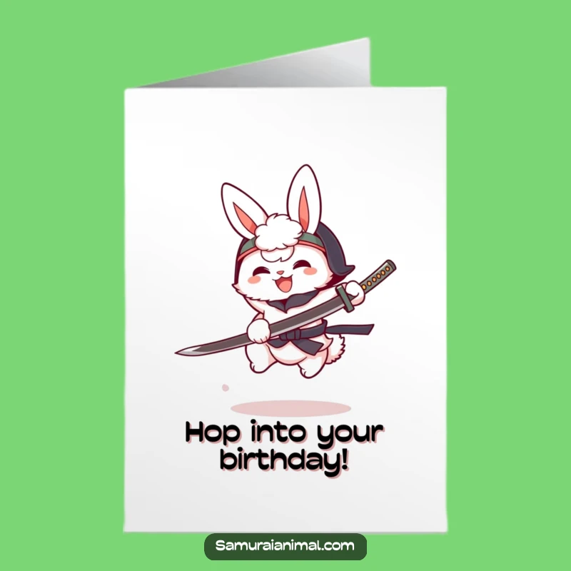 Bunny Warrior Free Printable Birthday Card - Funny Cartoon Downloadable Gift