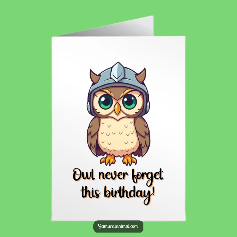Free Printable Wise Owl Birthday Card - Funny Helmeted Downloadable Gift