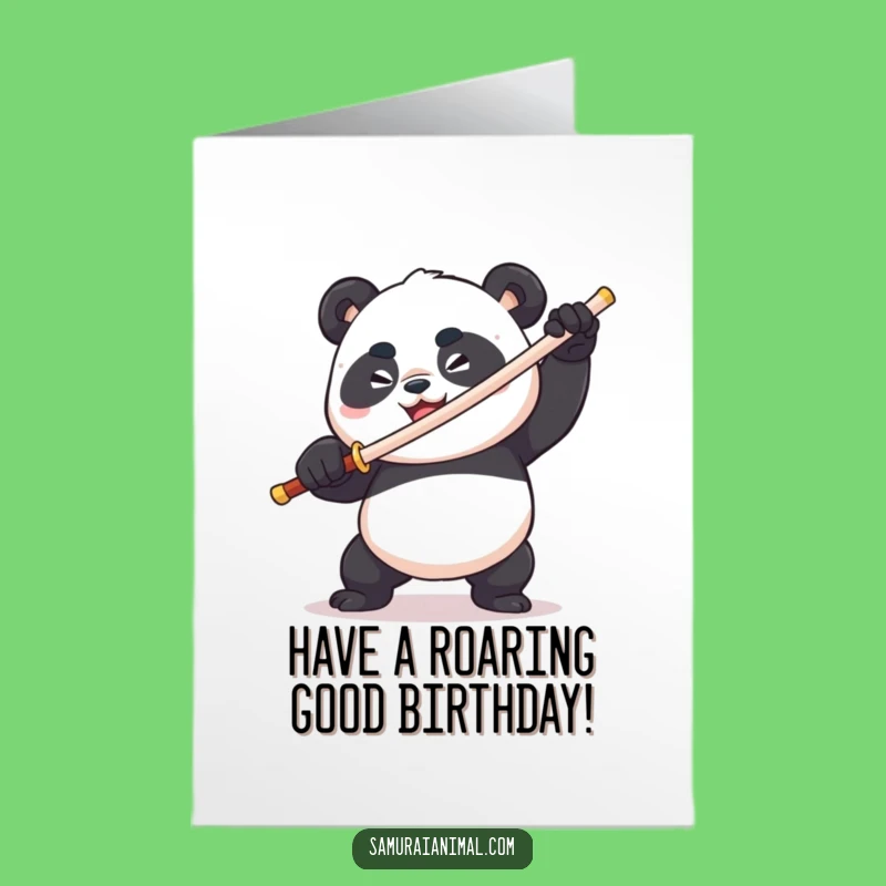 Panda Warrior Free Printable Birthday Card - Comical Downloadable Gift