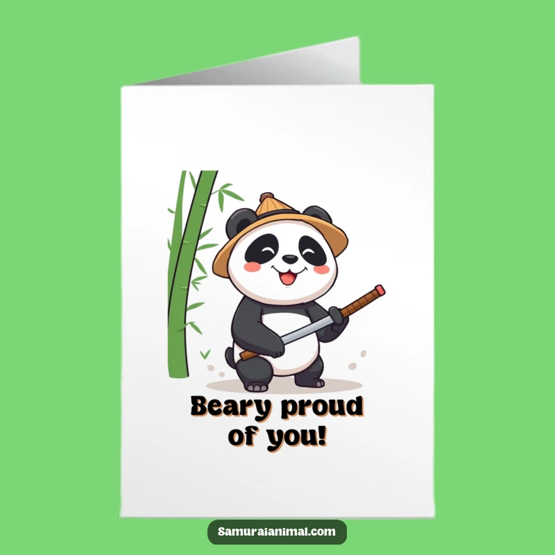 Free Printable Congratulations Card: Panda Chef Victory Chop - Downloadable