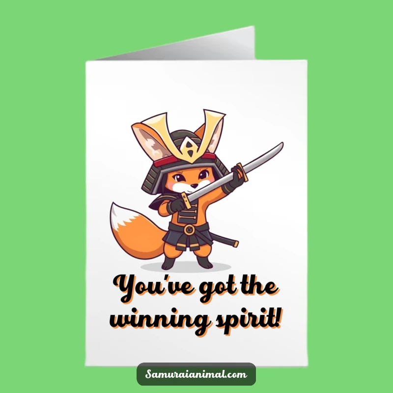 Free Printable Congrats Card: Fox Warrior, Sword Skills, Funny Downloadable Gift