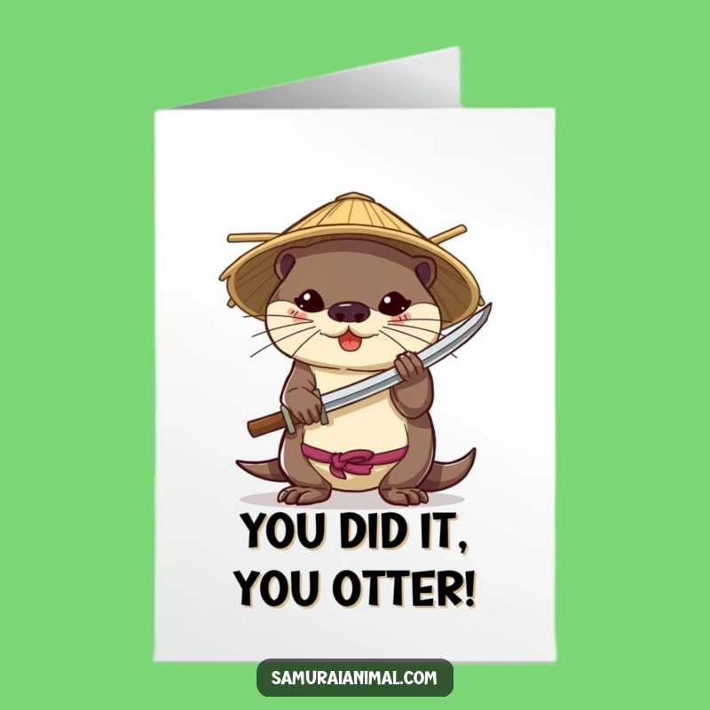 Free Printable Congrats Card: Otter Katana Warrior, Funny Downloadable Gift