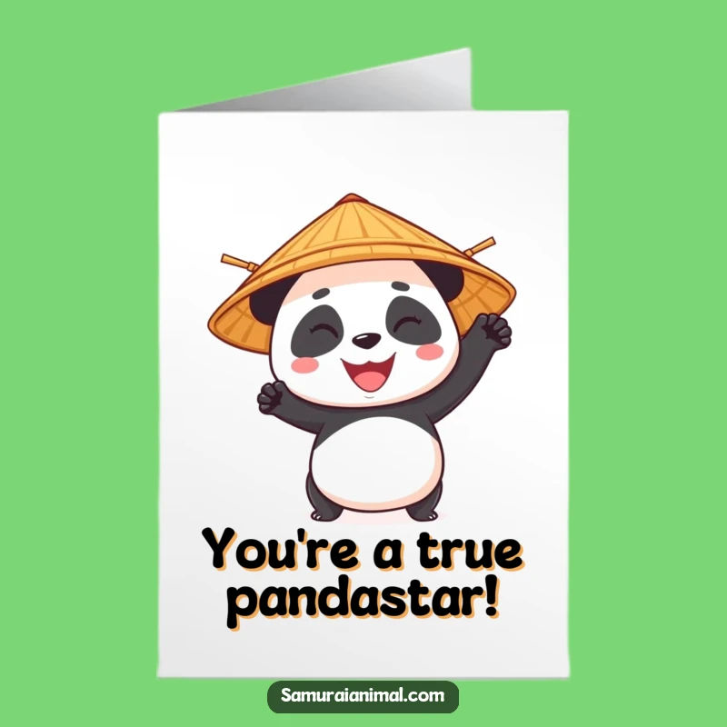 Free Printable Congrats Card: Panda Hero, Bamboo Style, Funny Downloadable Gift