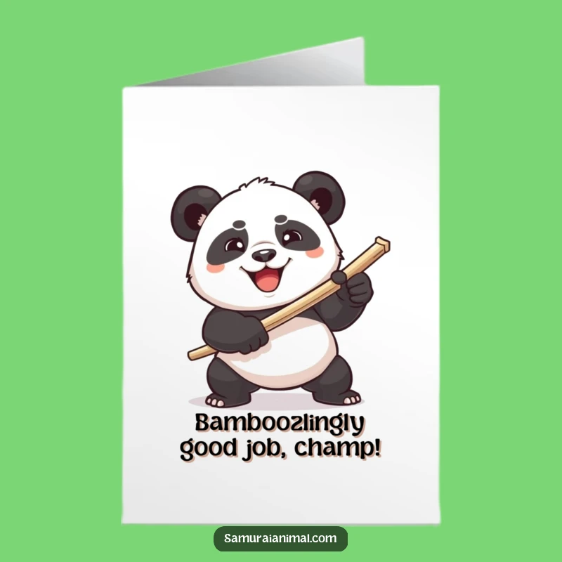 Free Printable Congrats Card: Panda Toothpick Champion - Humorous Downloadable Art