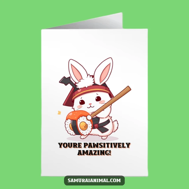 Free Printable Congrats Card: Samurai Rabbit Sushi Duel, Funny Downloadable Gift