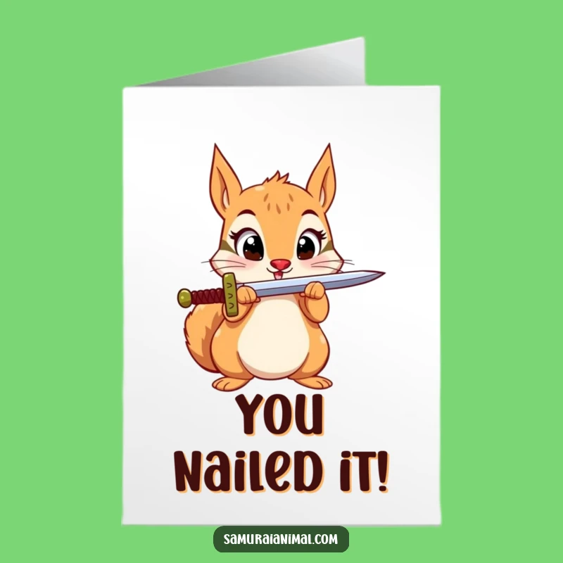 Free Printable Congrats Card: Squirrel Sword Balance, Amusing Downloadable Gift for Achievers