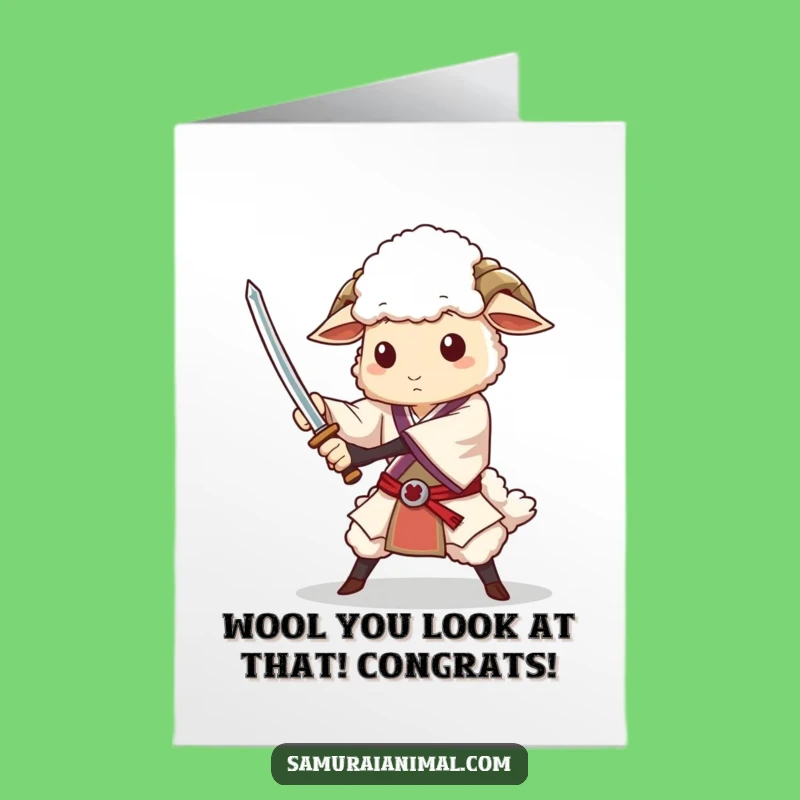 Free Printable Congrats Card: Dignified Sheep Sword Flourish for Big Wins