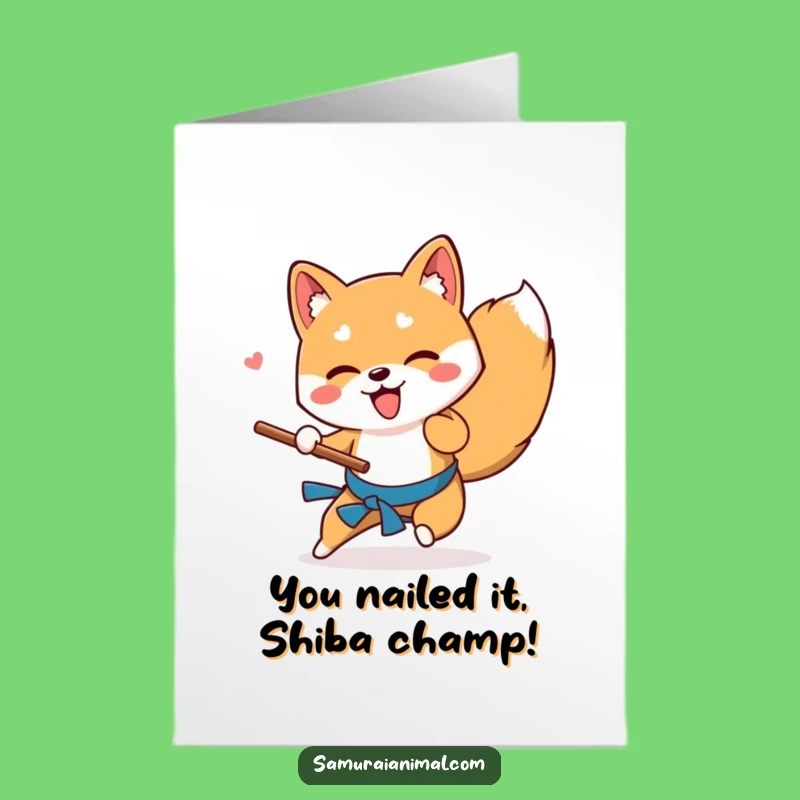 Free Printable Shiba Inu Congrats Card: Sweep to Victory Downloadable Gift