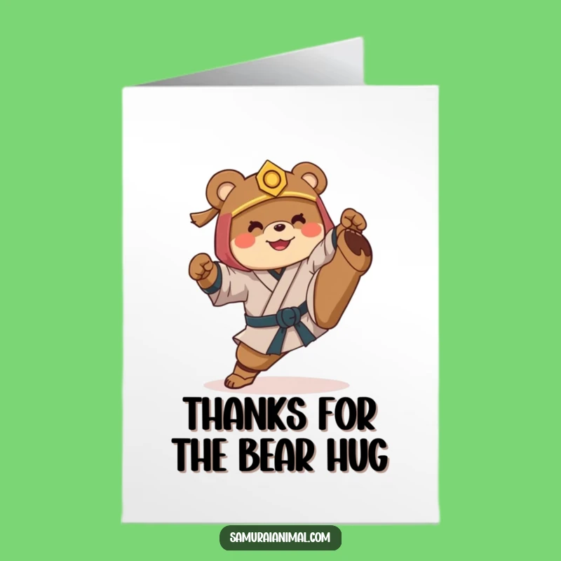Free Printable Funny Thank You Card: Samurai Bear Expressing Gratitude Humorously