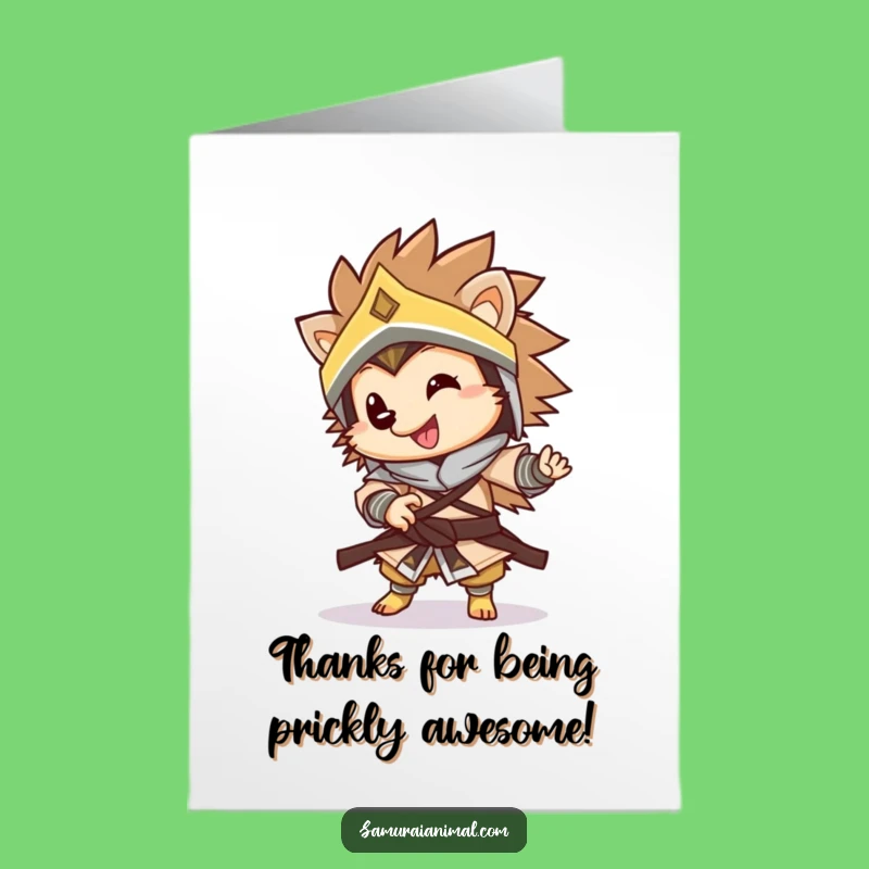 Free Printable Hedgehog Warrior Thank You Card: Funny Downloadable Gratitude Gift!