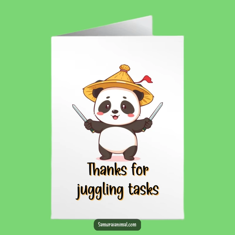 Free Printable Thank You Card: Grateful Juggling Panda - Express Thanks with Humor