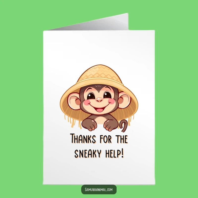 Free Printable Thank You Card: Grinning Monkey Thanks - Funny Downloadable Gift