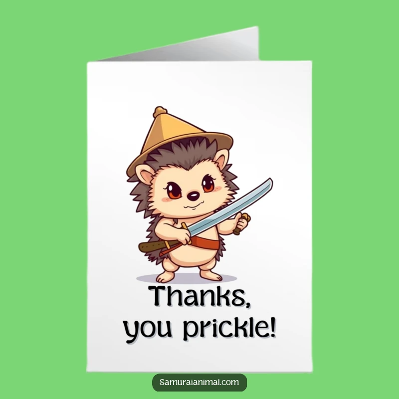 Free Printable Thank You Card: Hedgehog Swordsman, Stylish Downloadable Gift to Express Thanks