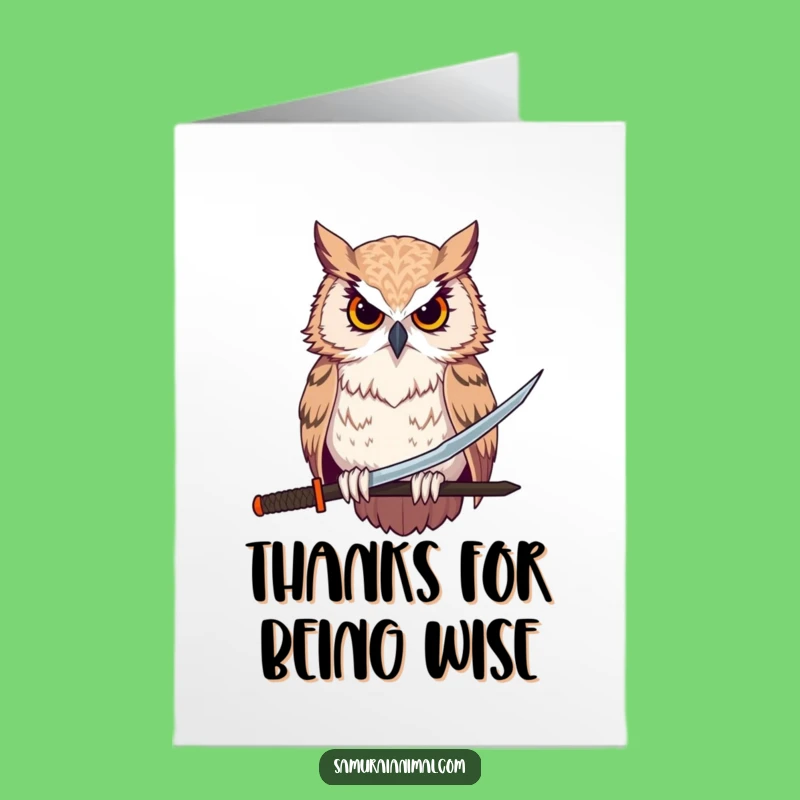 Free Printable Thank You Card: Stoic Owl Katana, Express Gratitude with Funny Downloadable Art