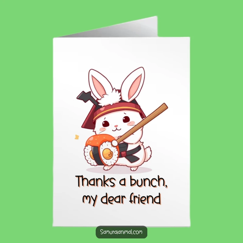 Free Printable Thank You Card: Samurai Rabbit Sushi Battle, Downloadable Gift