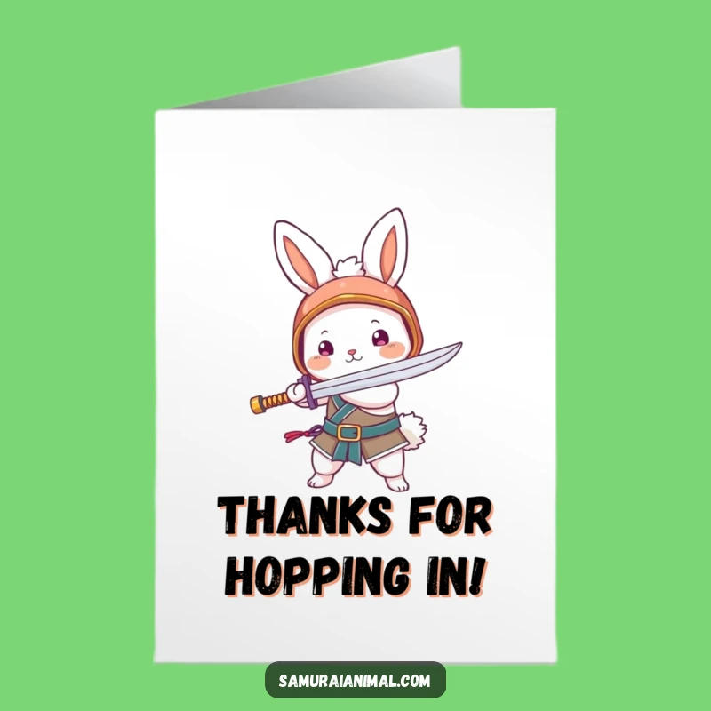 Free Printable Bunny Noodle Sword Thank You Card - Funny Downloadable Whimsical Greeting