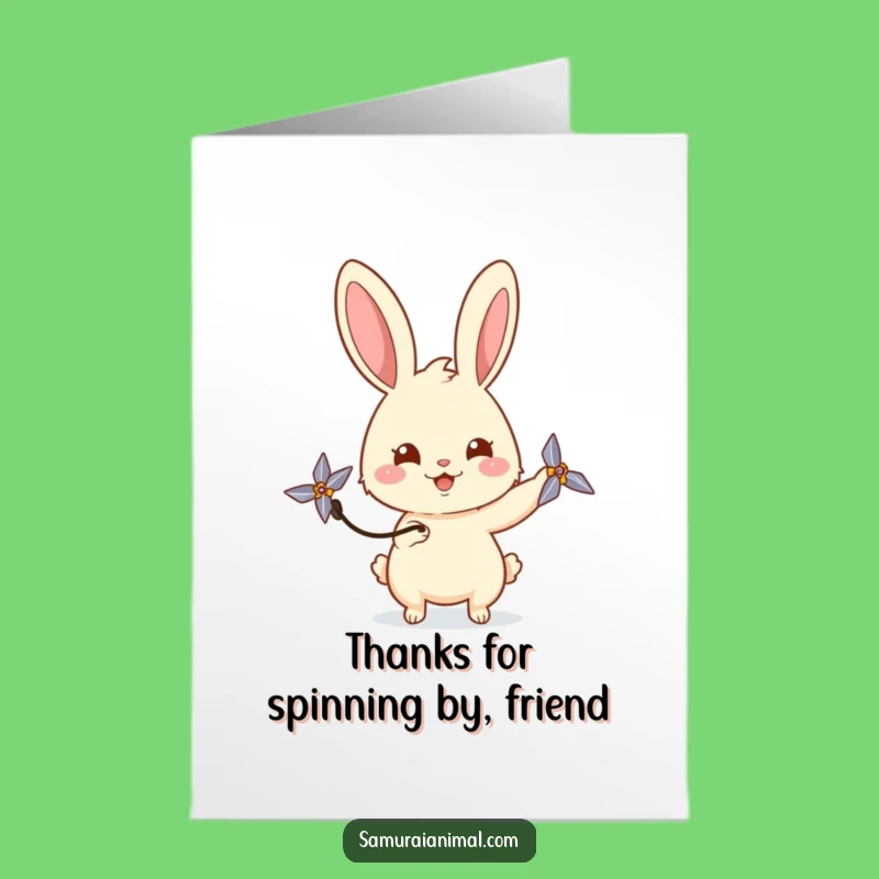 Free Printable Rabbit Thank You Card: Shuriken Spin Thanks Downloadable Gift