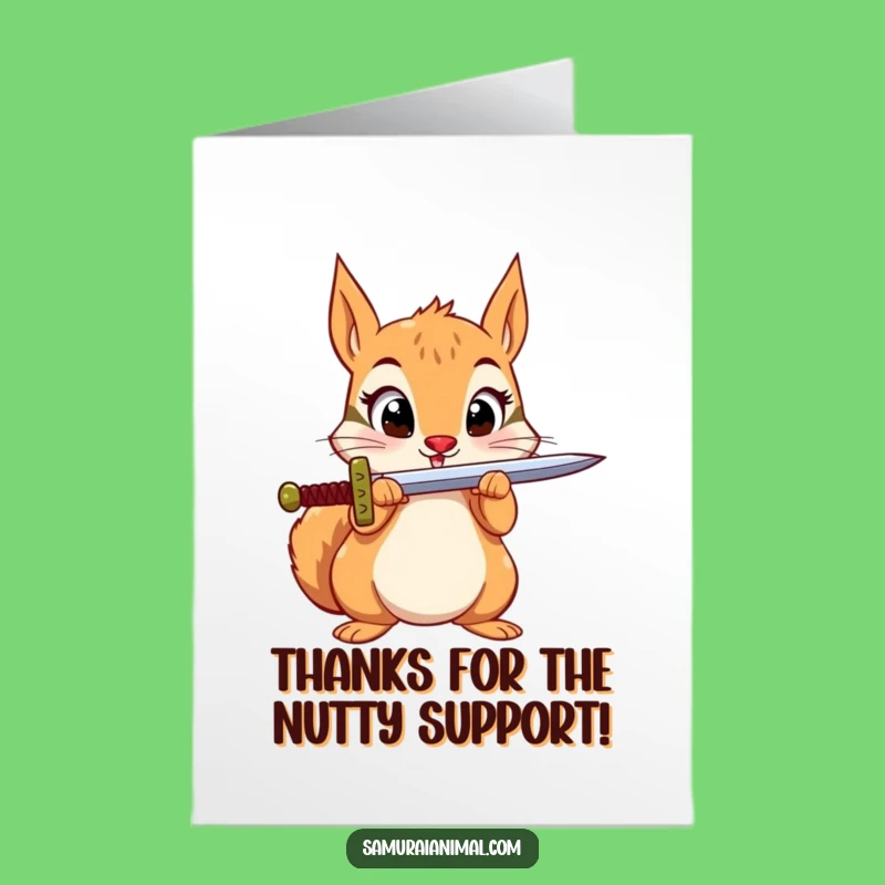 Free Printable Thank You Card: Squirrel Sword Balancing, Quirky Downloadable Gift to Show Gratitude