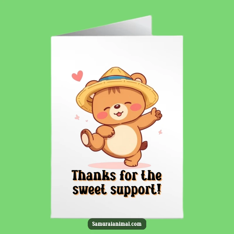 Free Printable Thank You Card: Bear Cub's Thank You Kick, Sweet Downloadable
