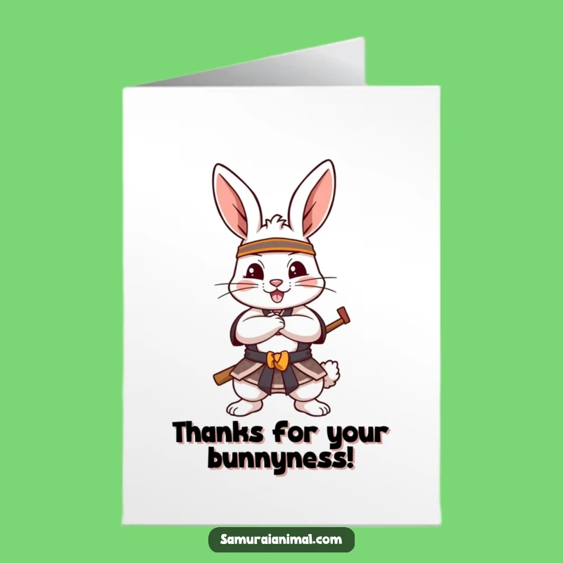Free Printable Samurai Rabbit Thank You Card - Bold Downloadable Greeting for Thanks