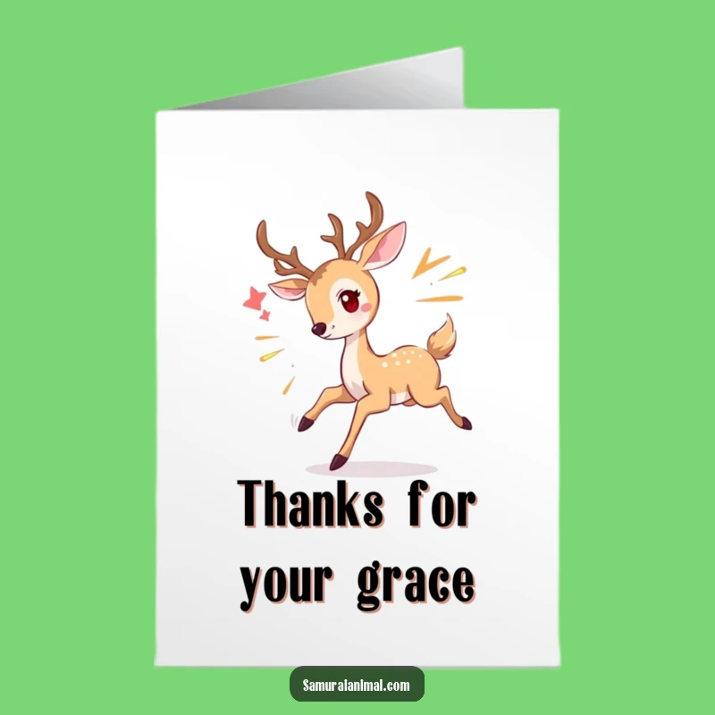 Free Printable Funny Deer Thank You Card - Dodging Attack Humor Downloadable Gift