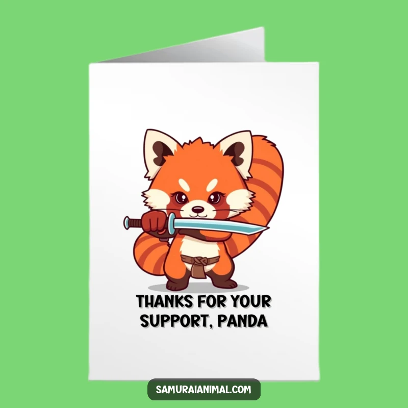 Free Printable Red Panda Thank You Card: Sword Stance Thanks Downloadable Gift